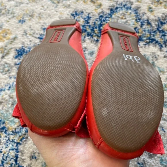 Coach Saundra Red leather flat - size 5 EUC - Picture 9 of 9